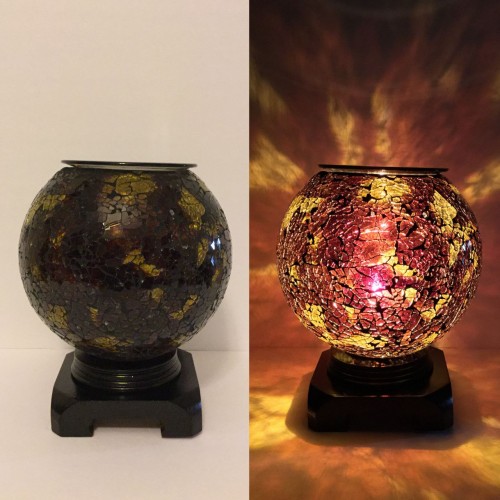 Electric Large Cracked Glass Oil Burners - Dark Chocolate 