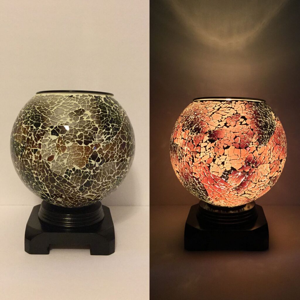 Electric Large Cracked Glass Oil Burners - Brown