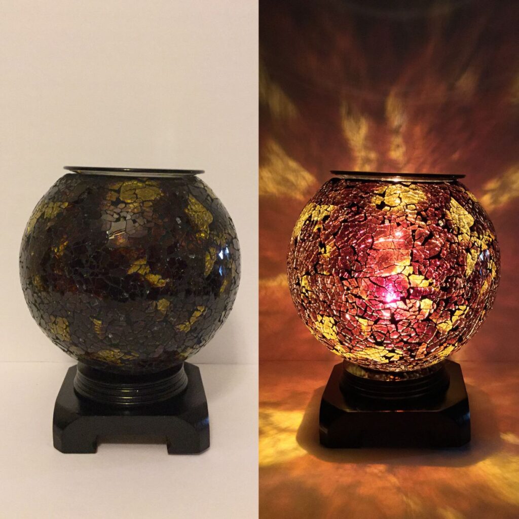 Electric Large Cracked Glass Oil Burners - Dark Chocolate