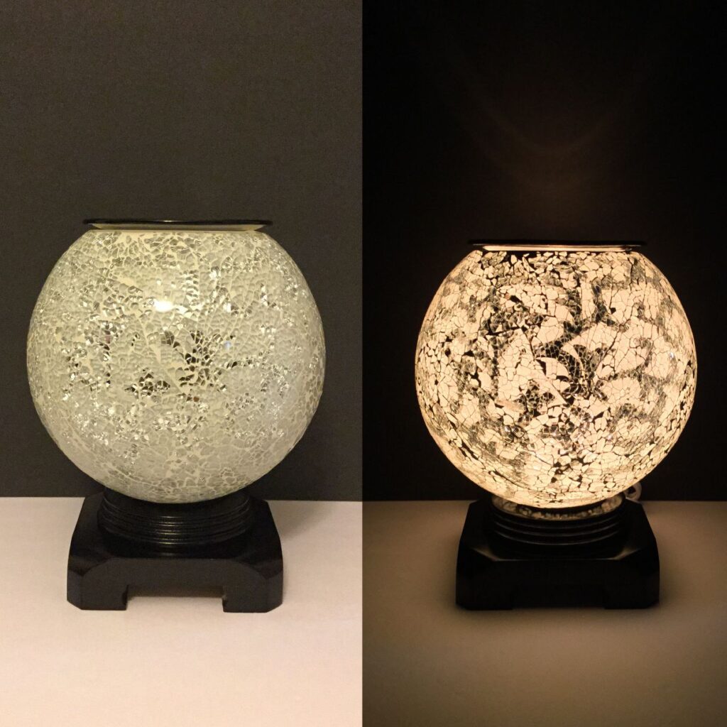 Electric Large Cracked Glass Oil Burners - White